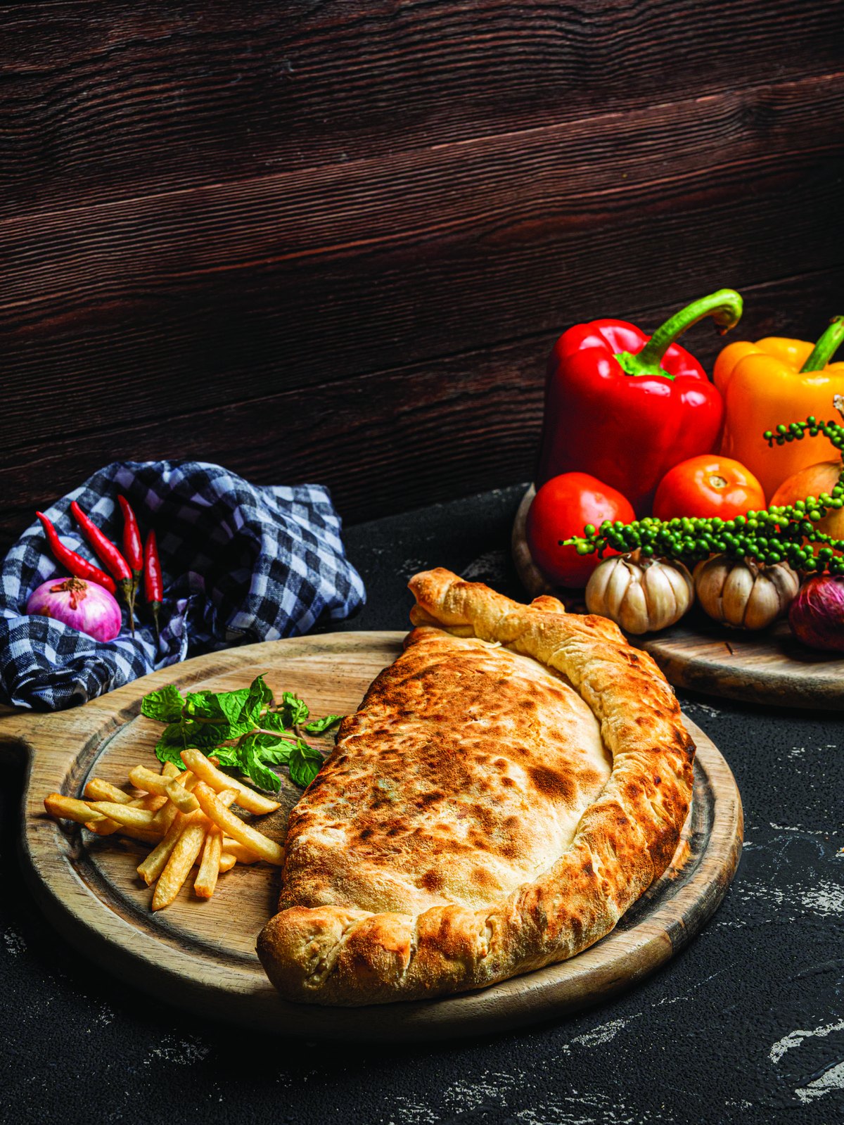 Golden baked calzone